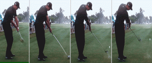 Tiger Woods right hand release through impact.